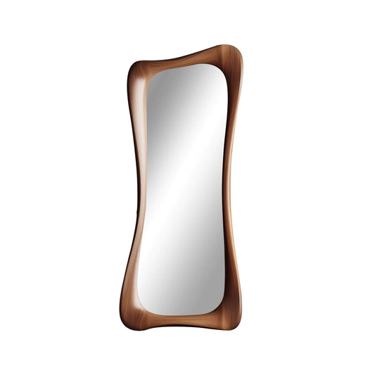 French Light Luxury Decorative Mirror Outfit Shop Full-Length Mirror Retro Art Style Walnut Wood Irregular Frame Mirror 60X160Cm