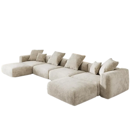 Modern 4 Seater Sectional Sofa with Ottomans - Oversized U-Shape Modular Couch